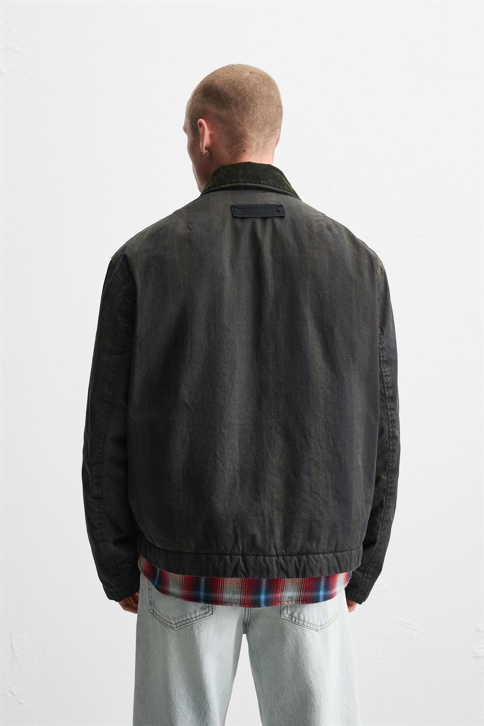 CONTRASTING COLLAR CHECKERED JACKET Product Image