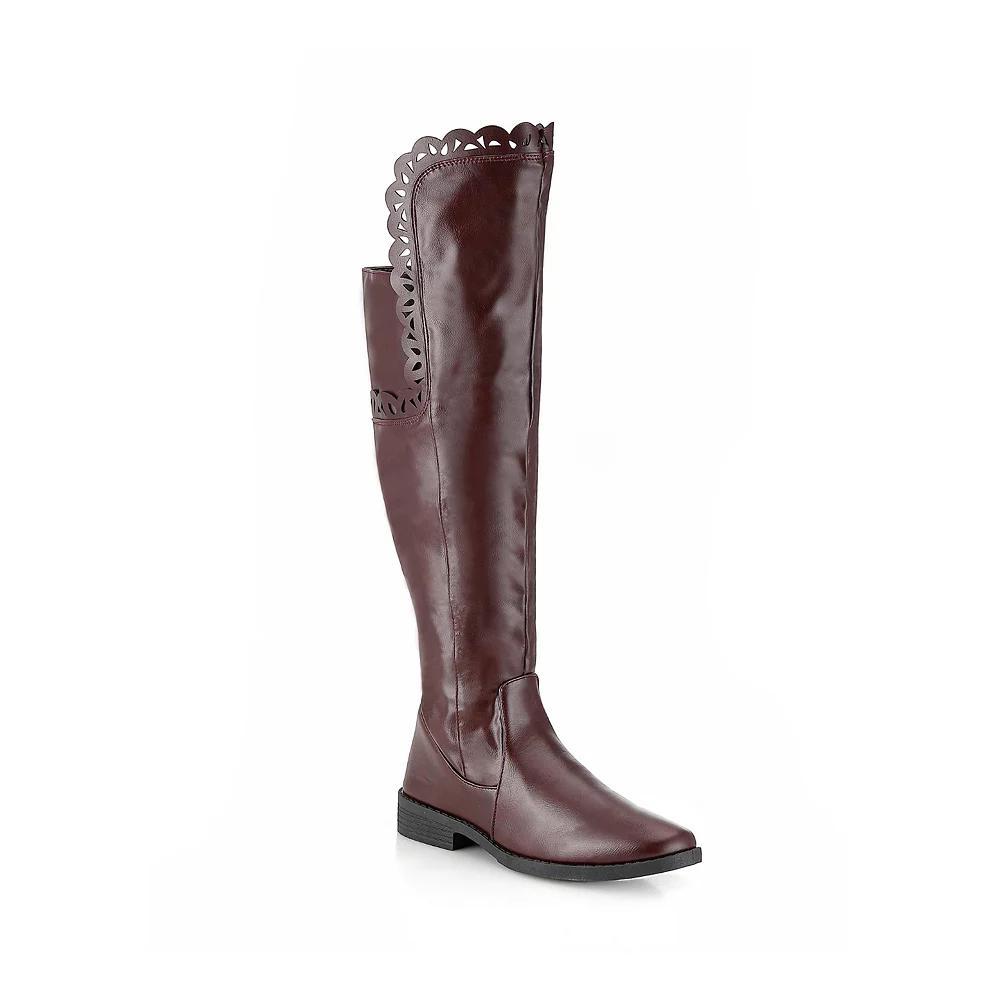 Henry Ferrera Charm-504 Women's Thigh-High Boots, Size: 8, Burgendy Product Image