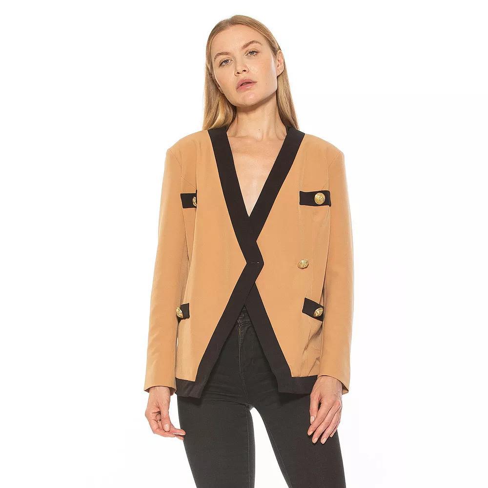 Women's ALEXIA ADMOR Emele Oversized Contrast Blazer, Size: Large, Camel Black Product Image