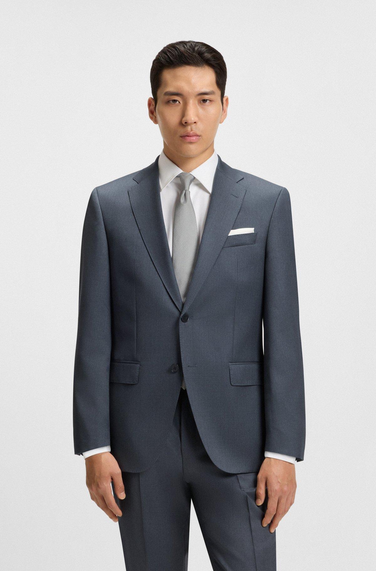 BOSS - Regular-fit suit jacket in virgin-wool serge - Dark Grey Product Image