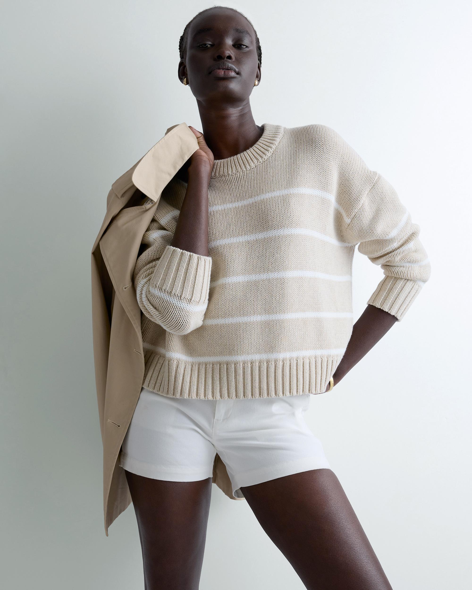 Quince | Women's Striped Crew Sweater Size XS, Organic Cotton Product Image