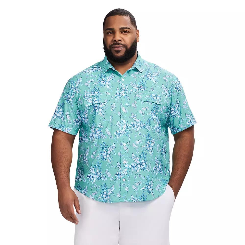 Big & Tall IZOD Sunshield Performance Woven Short Sleeve Button-Down Shirt, Men's, Size: XL Tall, Wasabi Product Image