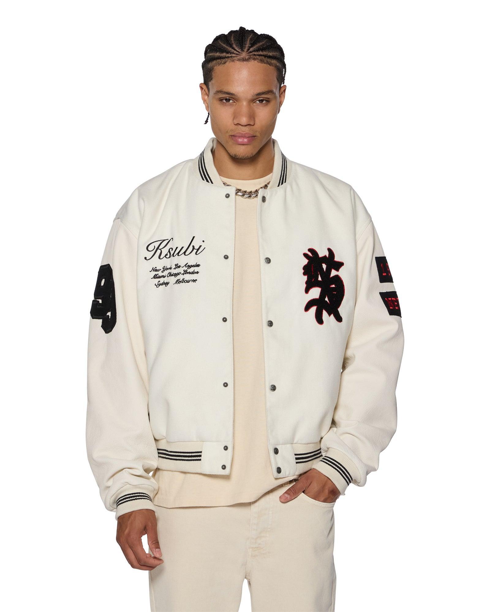 PLAYOFF VARSITY JACKET ECRU Male Product Image