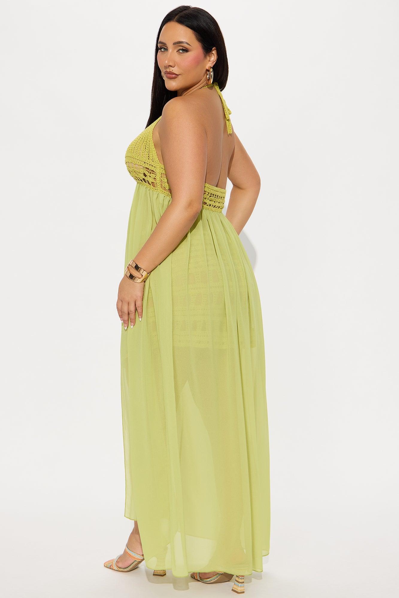 Tropical Temptations Crochet Skirt Set - Chartreuse Product Image