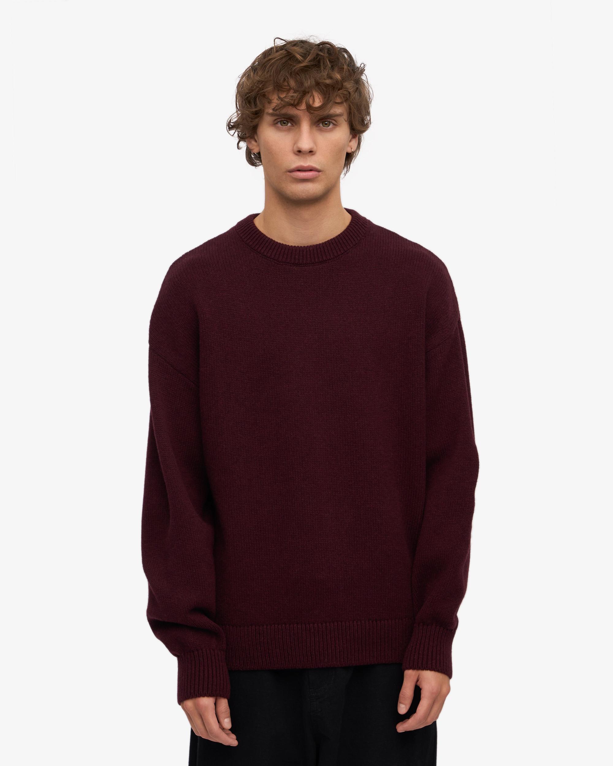 Oversized Merino Wool Crew - Oxblood Red Product Image