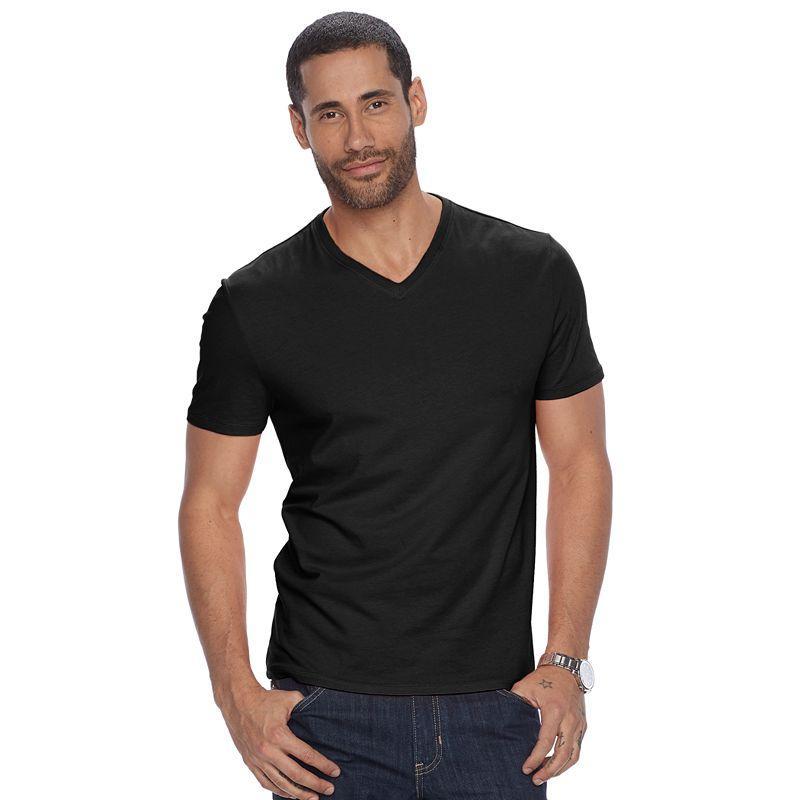 Men's Apt. 9® Premier Flex Short Sleeve V-Neck Tee, Size: Small, Gray Inlay Product Image