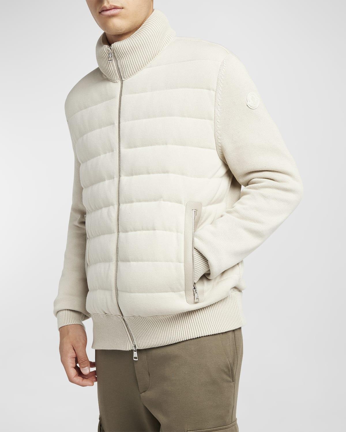 Moncler Cotton Quilted Zip Cardigan Sweater Product Image