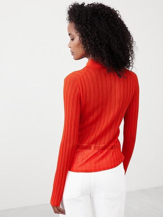 Sheer Button-Down Cardigan Sweater Product Image
