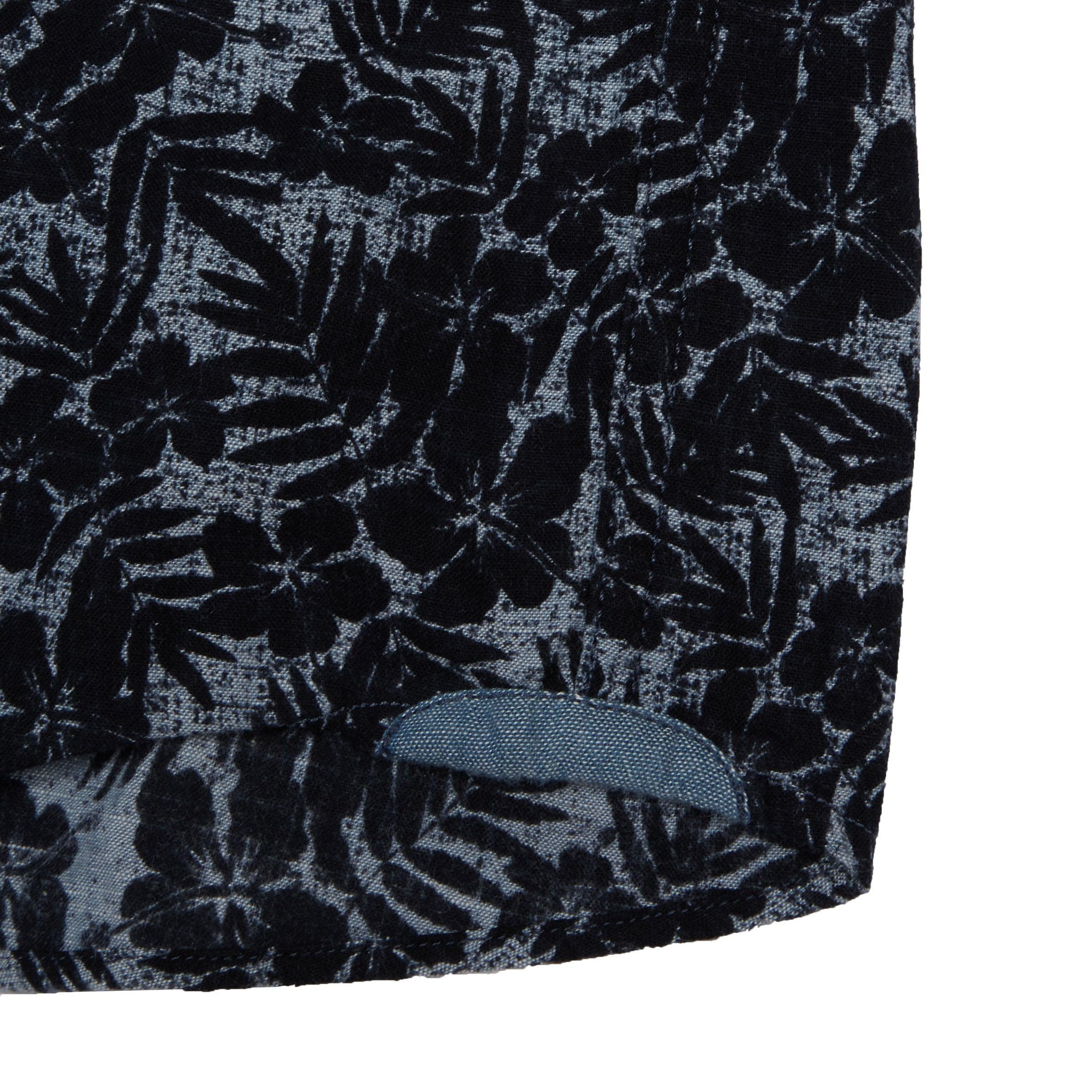 Navy Floral Printed Chambray Short Sleeve Shirt - Navy Floral (Final Sale)* Product Image