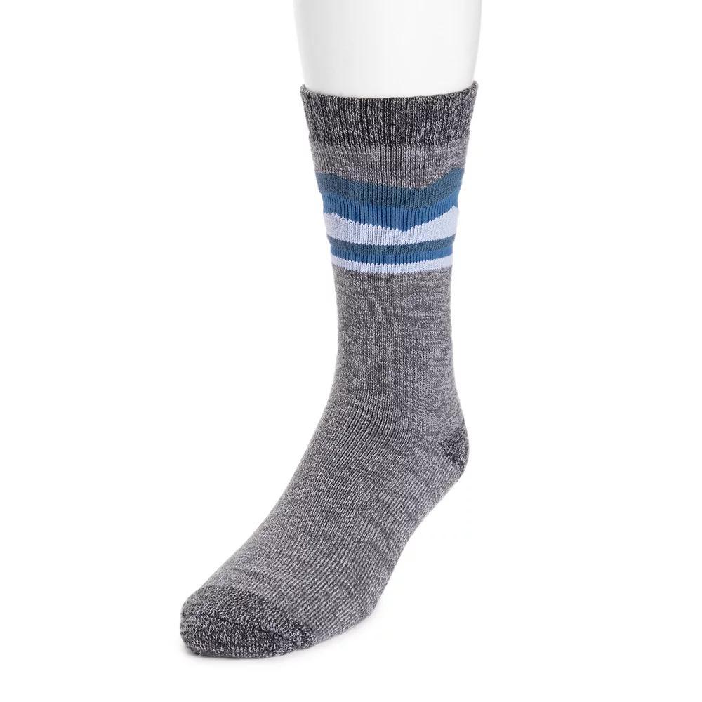 Men's MUK LUKS Stripe Top Crew Socks, Brown Tree Product Image
