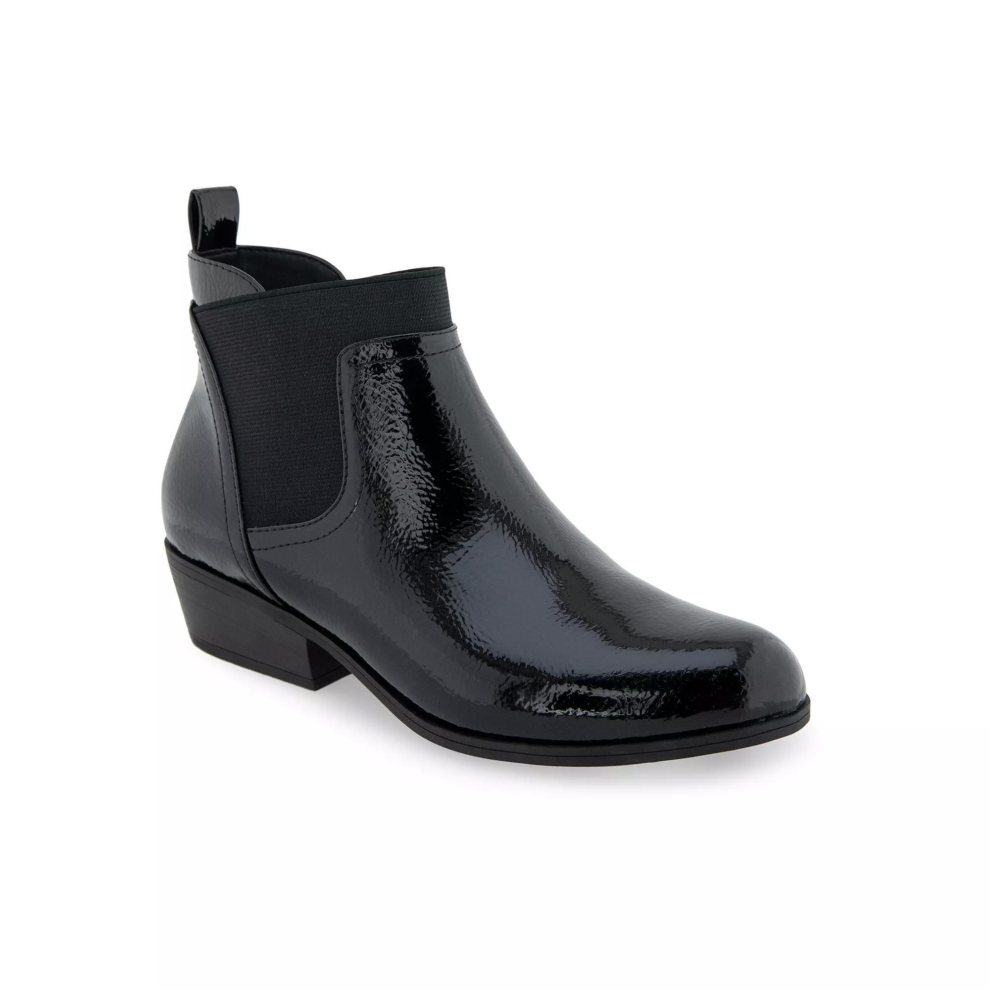 Aerosoles Caddie Women's Ankle Boots, Size: 6.5, Black Patent Crinkled Product Image