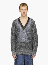 V-NECK LACE TRIM SWEATER in black | JW Anderson US  Product Image