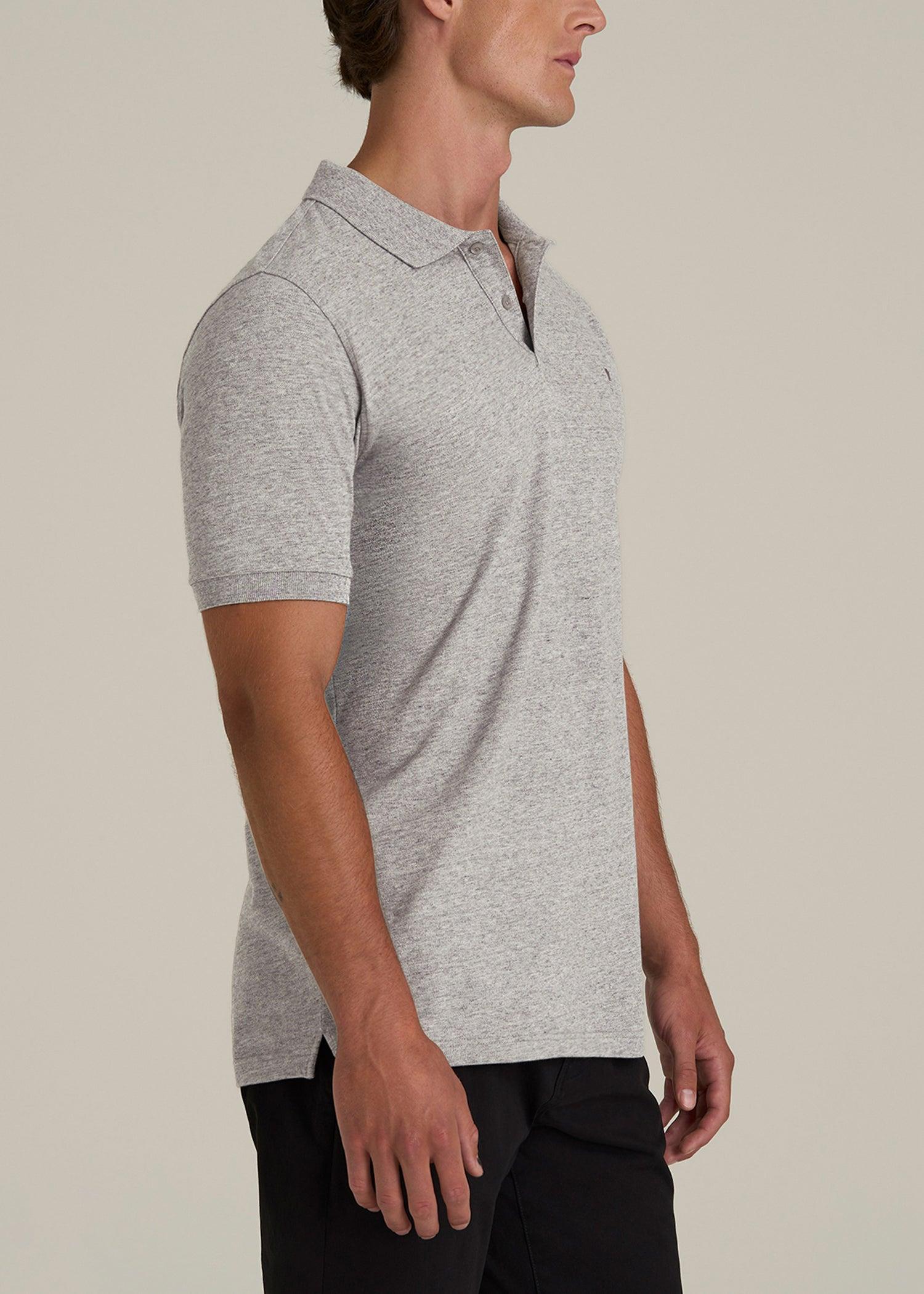 Men's Tall Classic Polo with Embroidered Logo in Heathered Grey Male Product Image