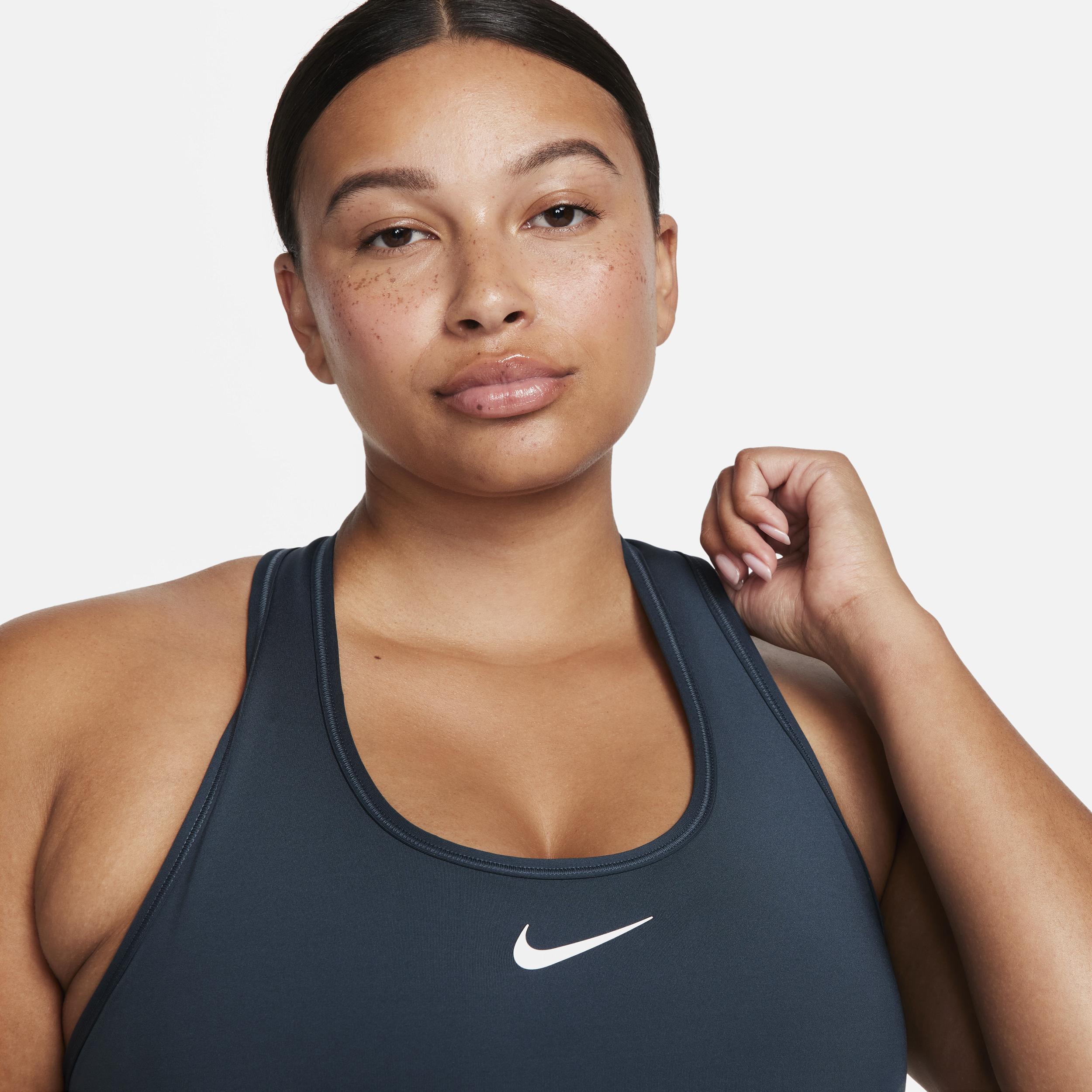 Nike Women's Swoosh Medium Support Sports Bra in White/White Size 2XL 100% Polyester/Spandex Product Image