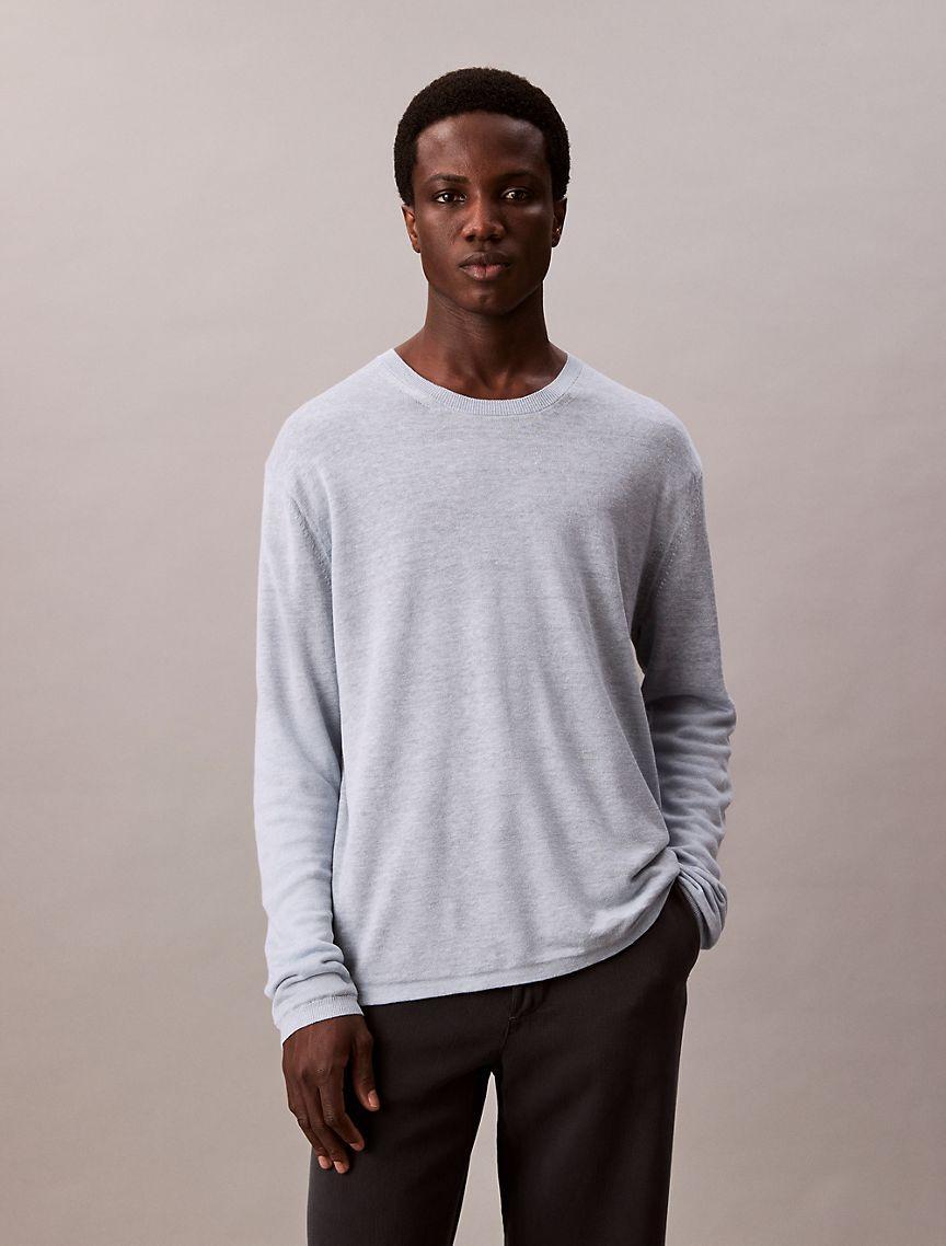 Linen Blend Double Layer Classic Sweater Product Image