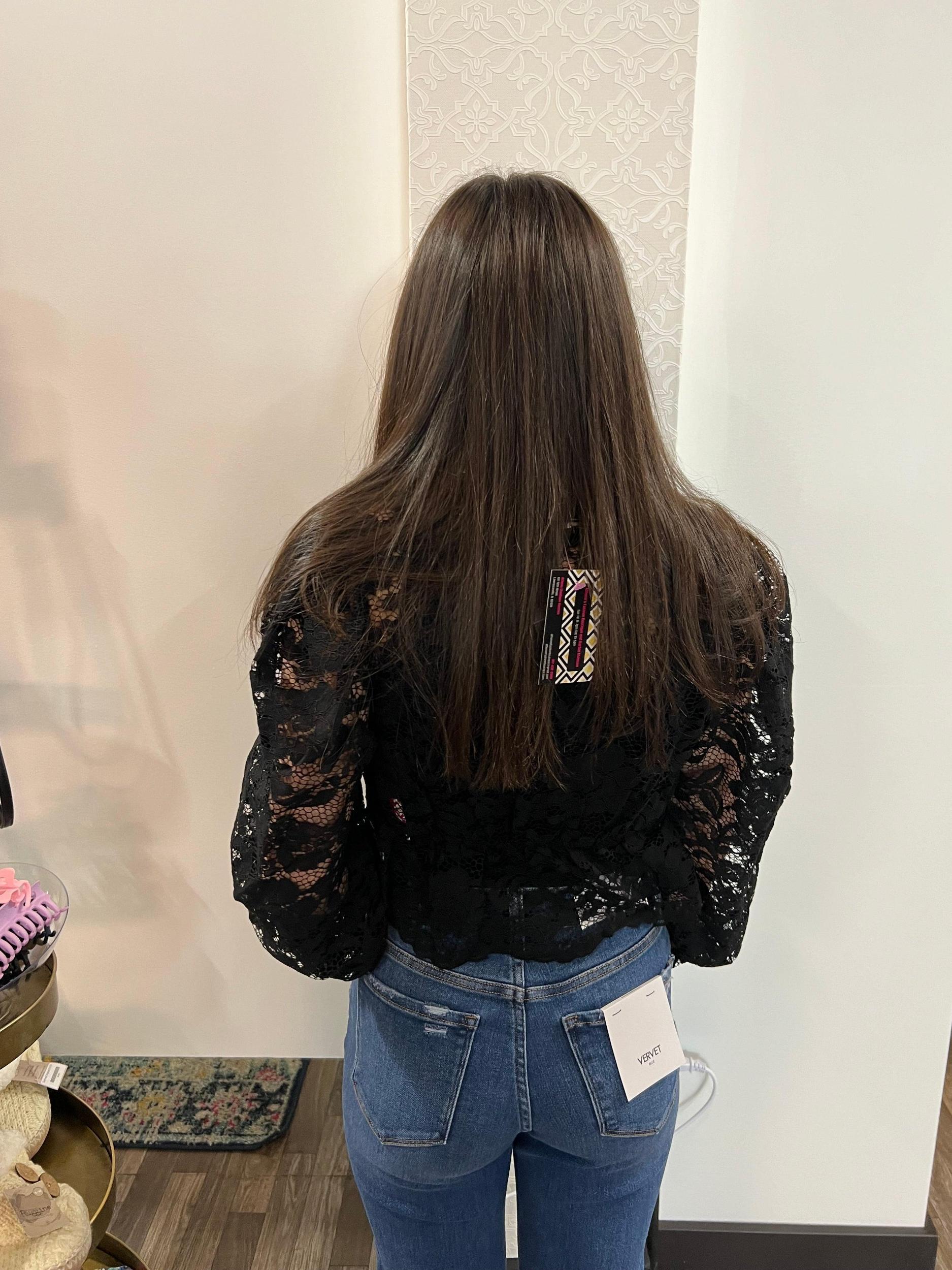 Lace Button Down Long Sleeve Crop Top Product Image