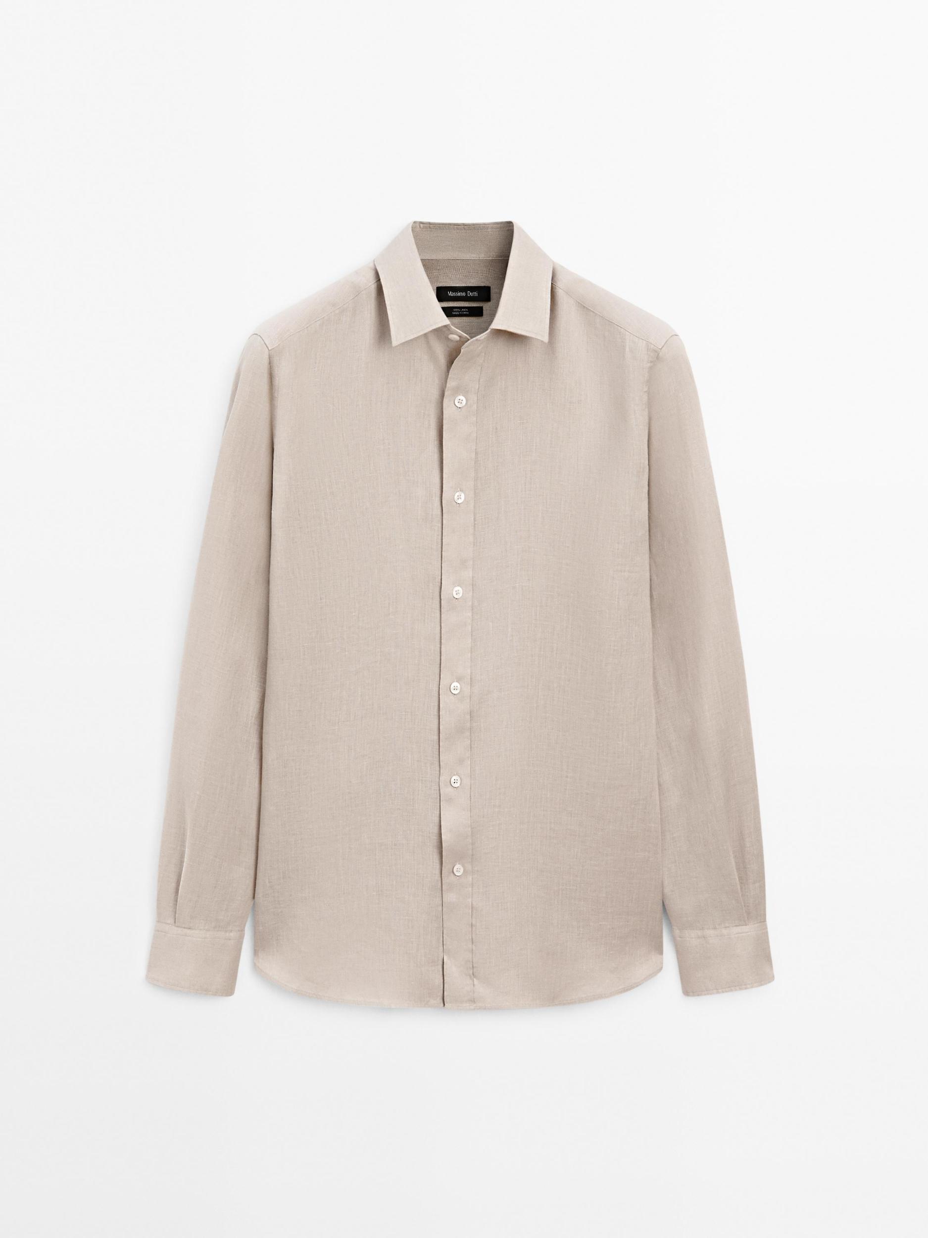 100% linen slim fit shirt Product Image
