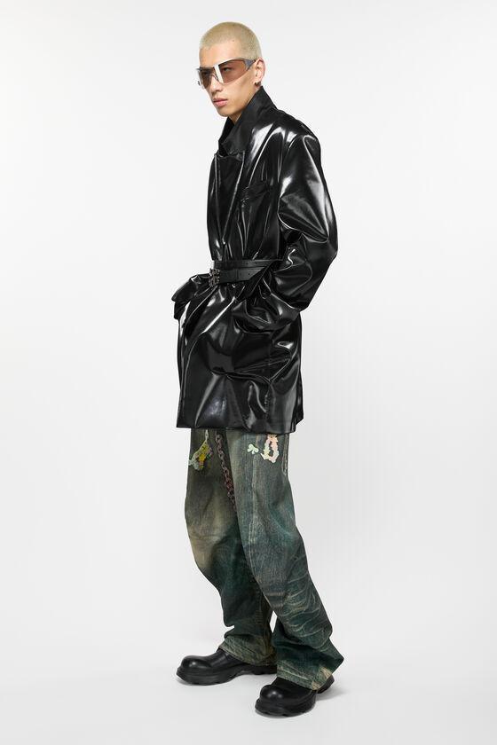 Single-breasted glossed overcoat Product Image