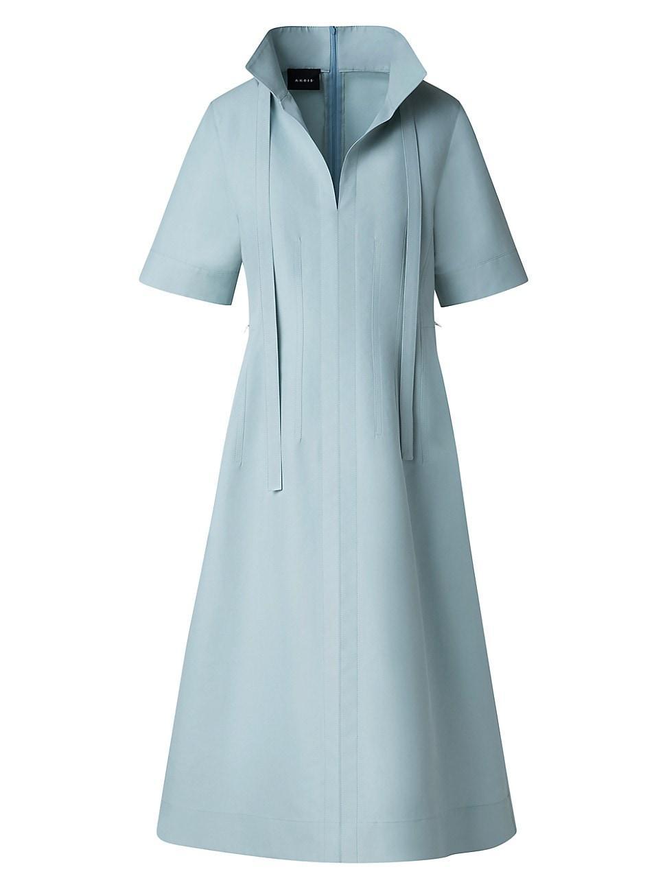 Womens Cotton-Poplin Short-Sleeve Midi-Dress Product Image