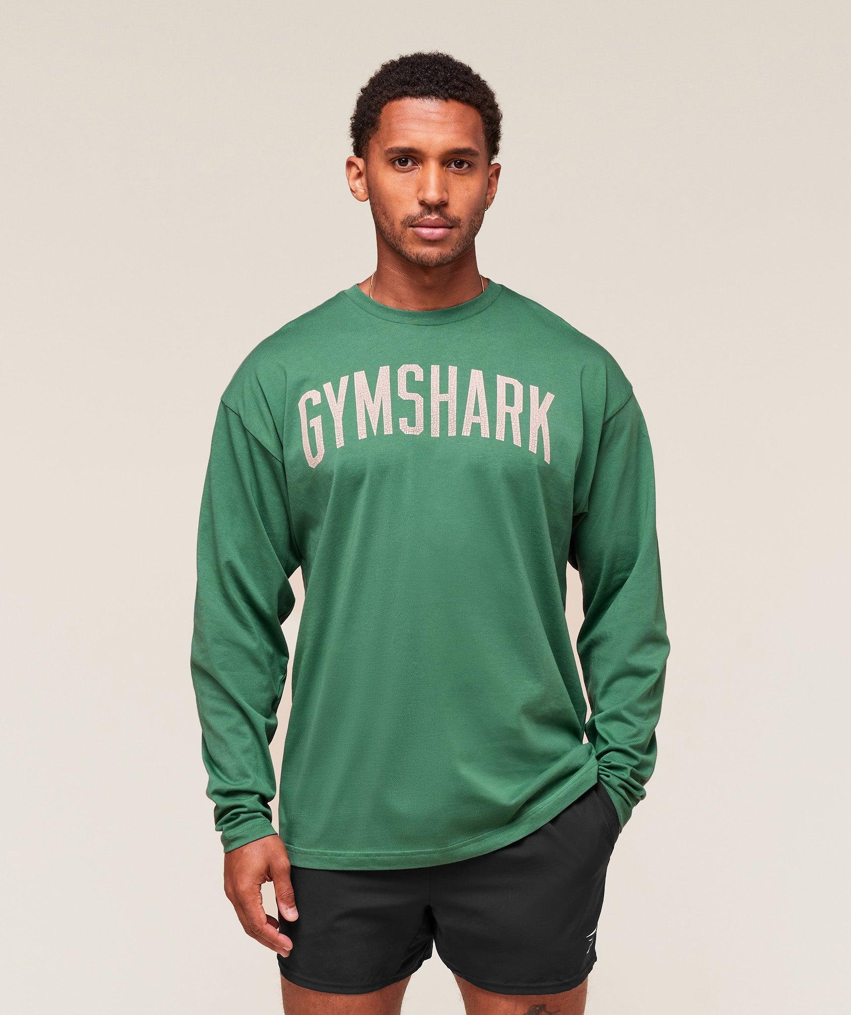 Gymshark Worn Graphic Long Sleeve T-Shirt - Lift Green Male Product Image