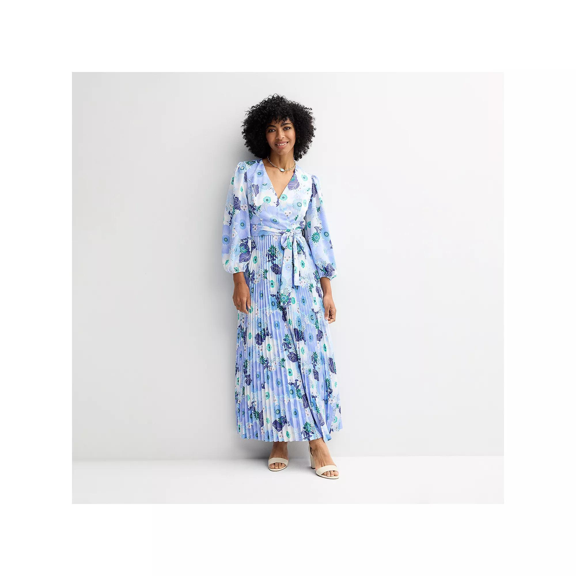 Women's Maison Tara Surplice Pleated Maxi Dress, Size: 4, Purple Floral Product Image
