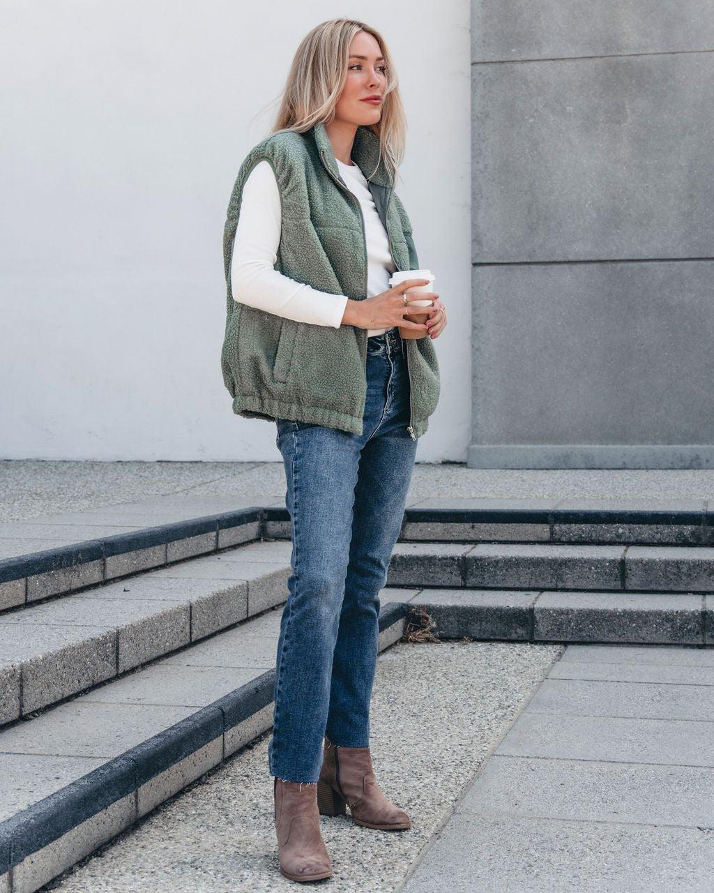 Mountainside Zip Up Fleece Vest - Sage - FINAL SALE Product Image
