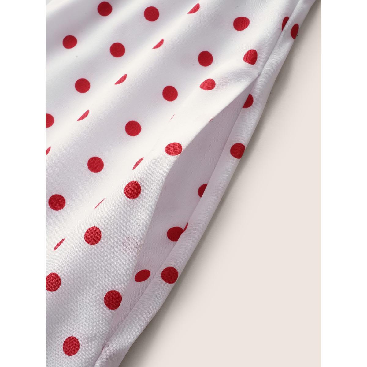 Plus Size Off Shoulder Polka Dot Shirred Ruffles Dress Originalwhite Women Elegant Shirred One-shoulder neck Short sleeve Curvy BloomChic 10/M Product Image