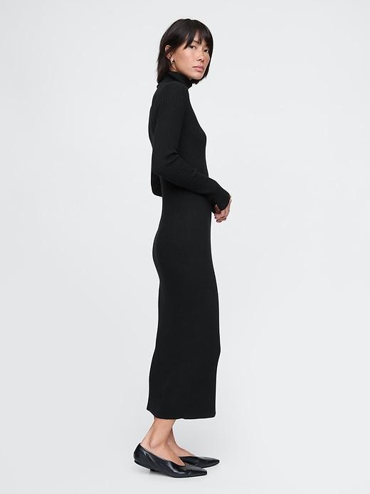 Turtleneck Rib Midi Sweater Dress Product Image