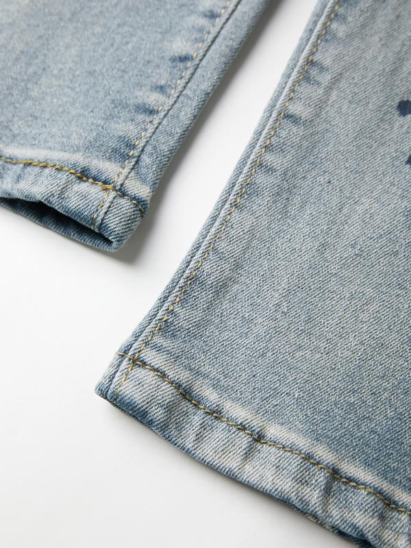 Men's Splash Ink Letter Print Loose Jeans Product Image