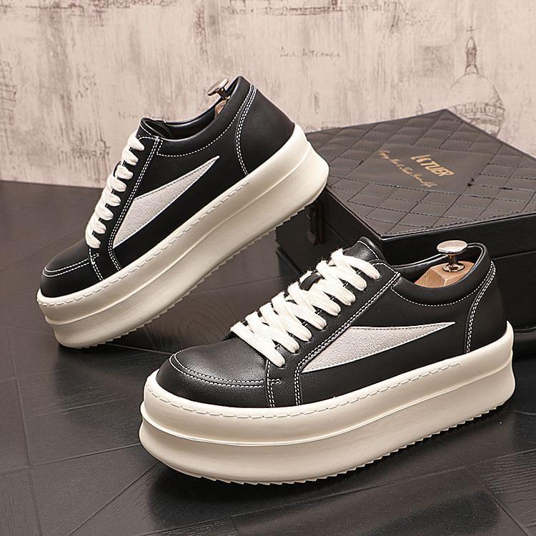 Contrast Stitched Lace-Up Shoes Product Image