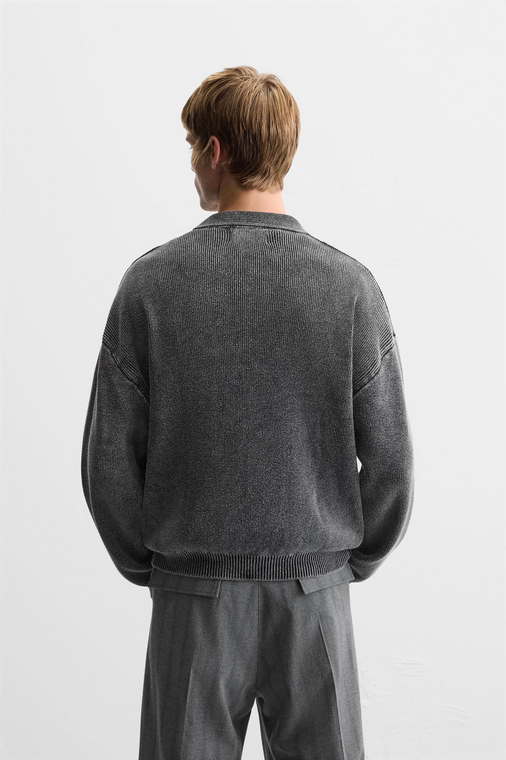 WASHED EFFECT KNIT POLO SHIRT Product Image