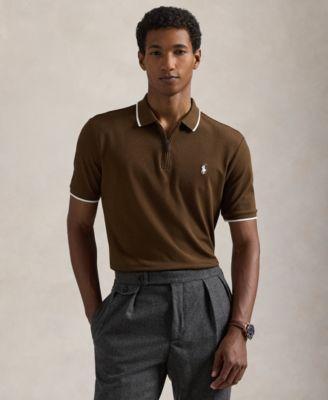 Polo Ralph Lauren Mens Classic-Fit Stretch Mesh Zip Polo Shirt Product Image