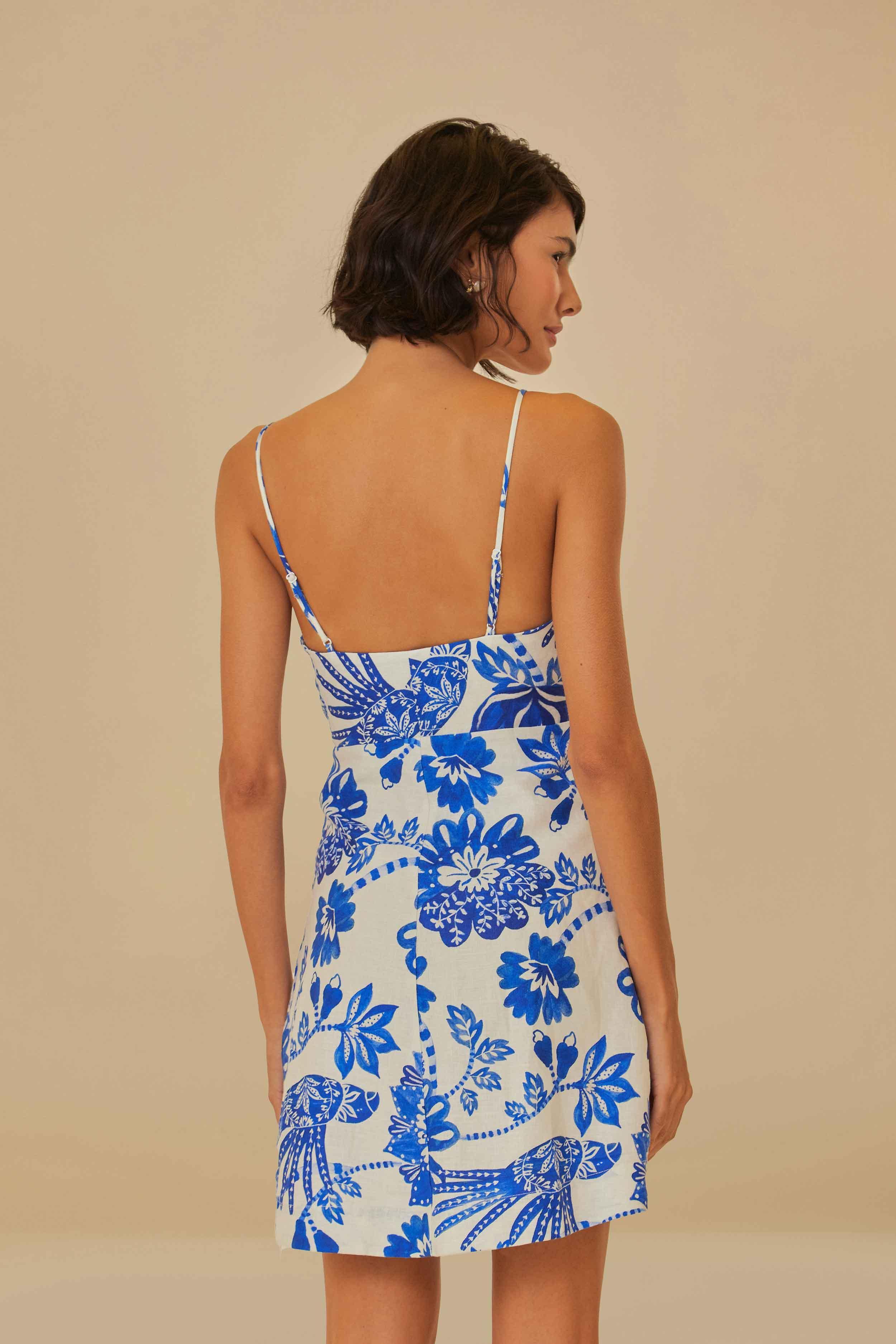 Off-White Floral Birds Euroflax Mini Dress, FLORAL BIRDS OFF-WHITE / XS Product Image