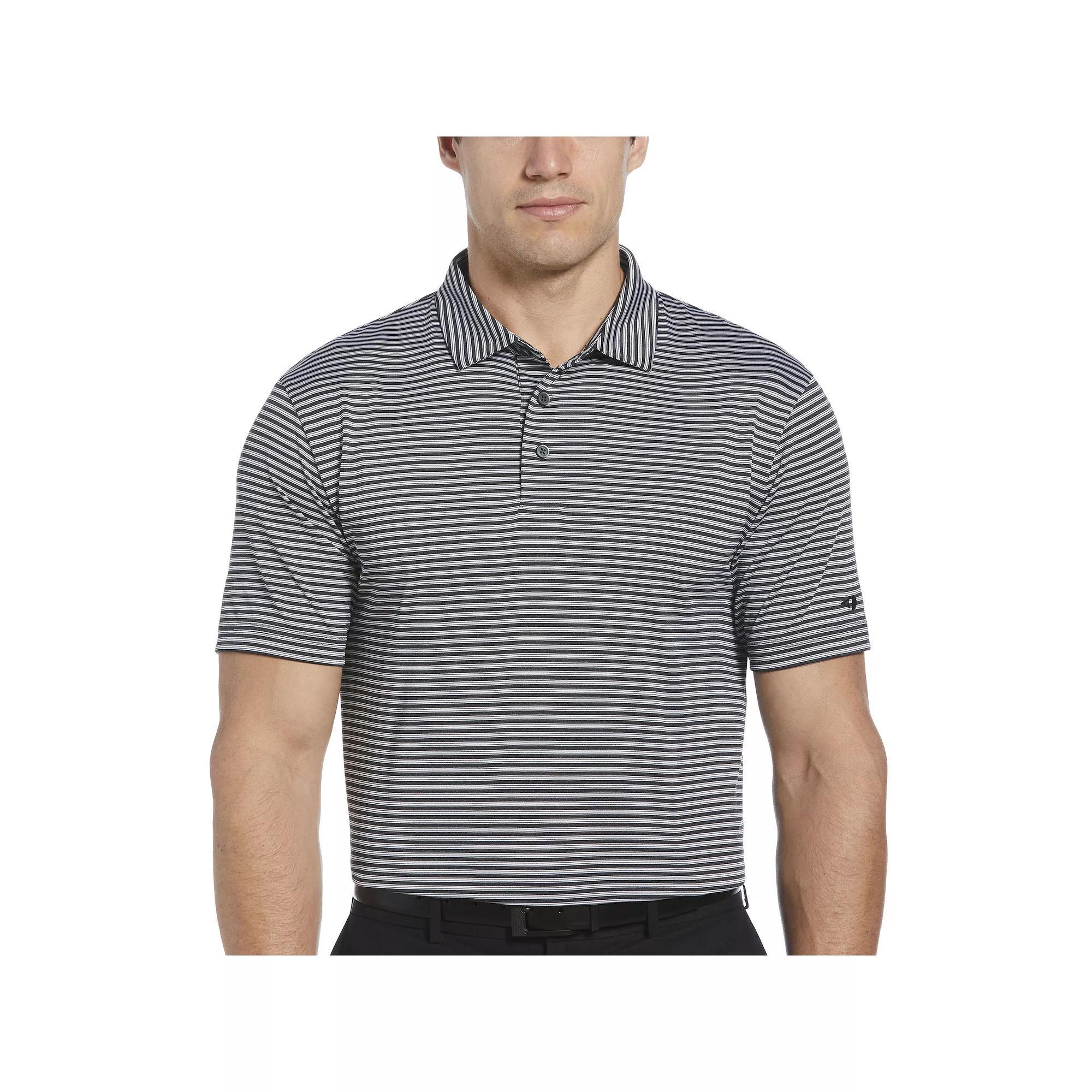 Men's Grand Slam Heather Feeder Stripe Golf Polo, Size: Large, Cavier Grey Product Image