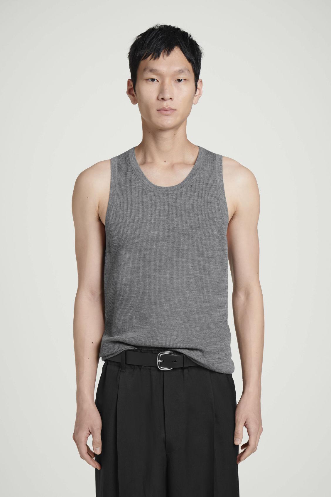 RIBBED MERINO WOOL KNITTED TANK TOP Product Image