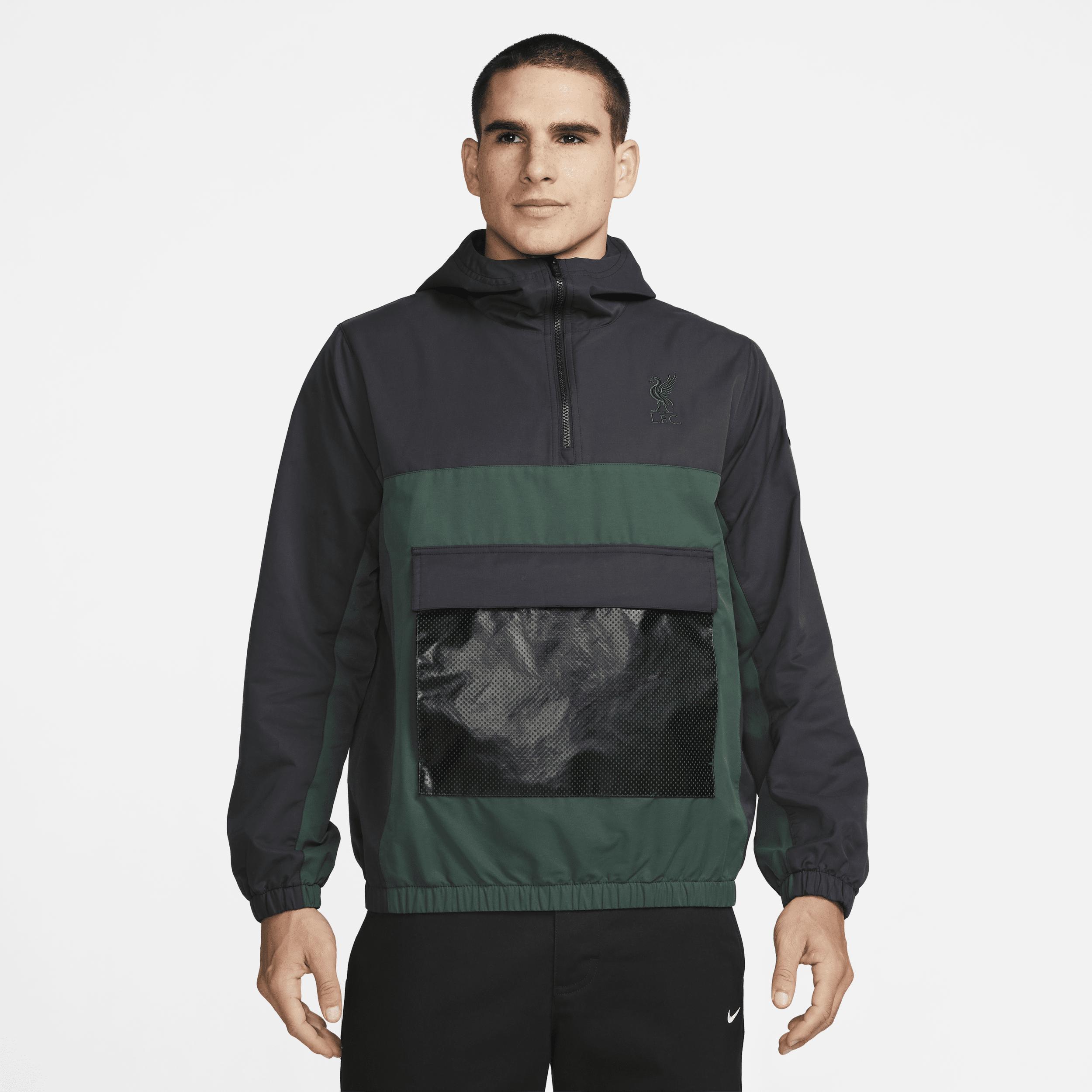 Men's Nike Green Liverpool Anorak Hoodie Quarter-Zip Jacket, Size: Small, Lvp Green Product Image