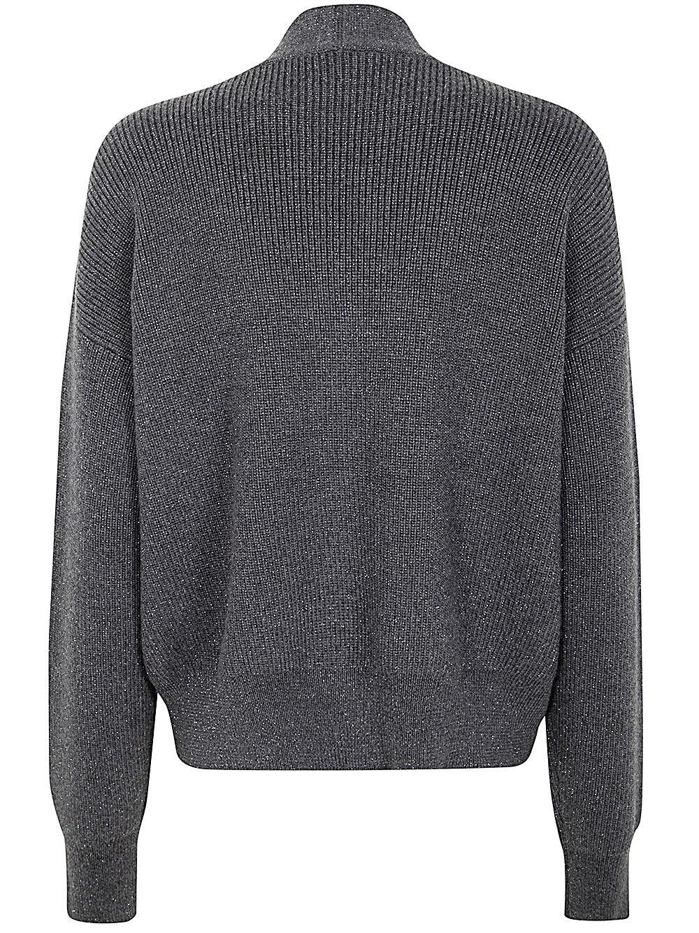 FABIANA FILIPPI Lurex Long Sleeve Cardigan In Grey Product Image