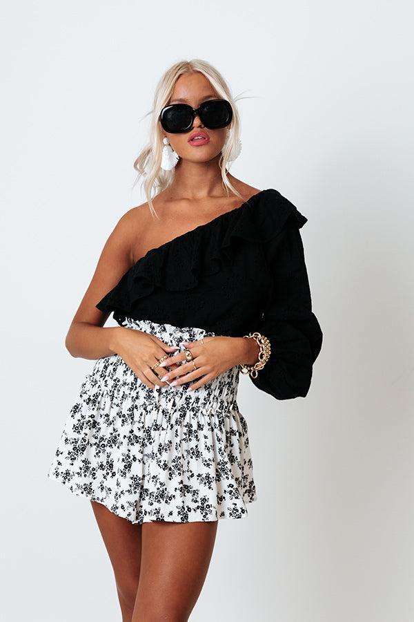 Serving Up Sangria Eyelet Top In Black Product Image