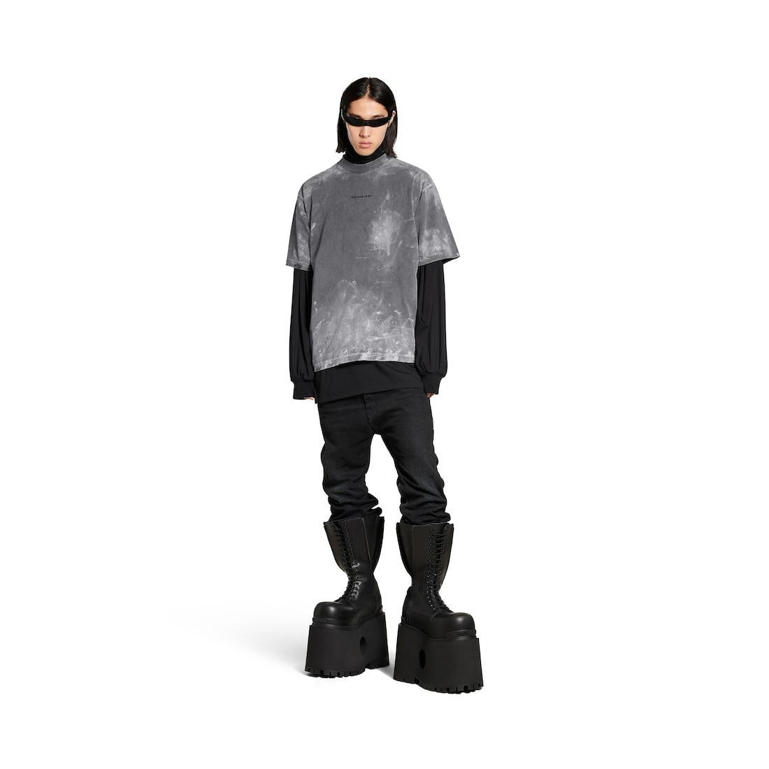 Men's Balenciaga Back T-shirt Medium Fit  in Grey Product Image