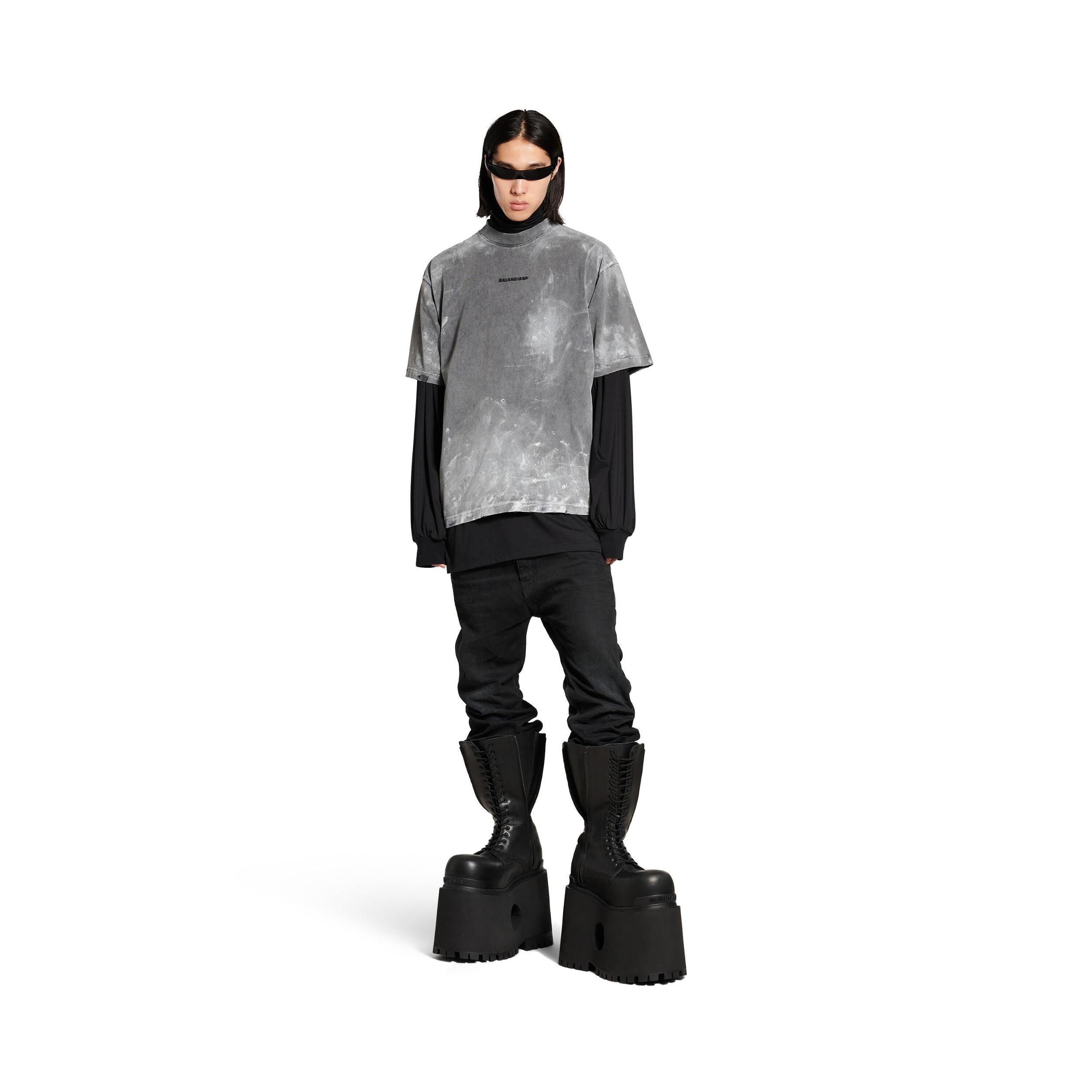 Men's Balenciaga Back T-shirt Medium Fit  in Grey Product Image