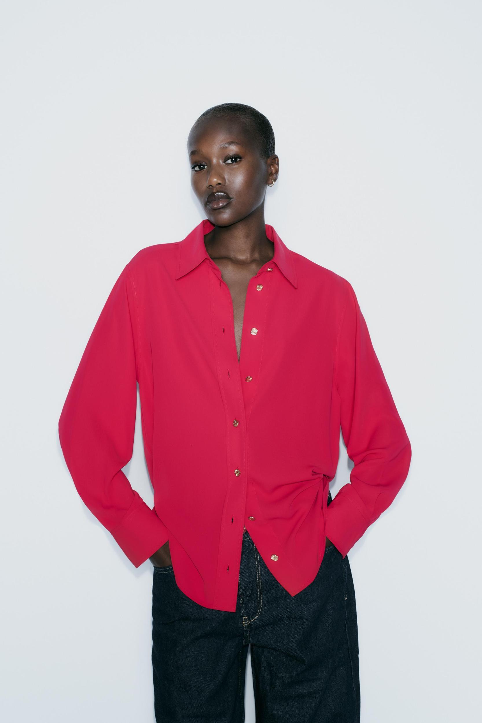 GOLD BUTTON FLOWY SHIRT Product Image