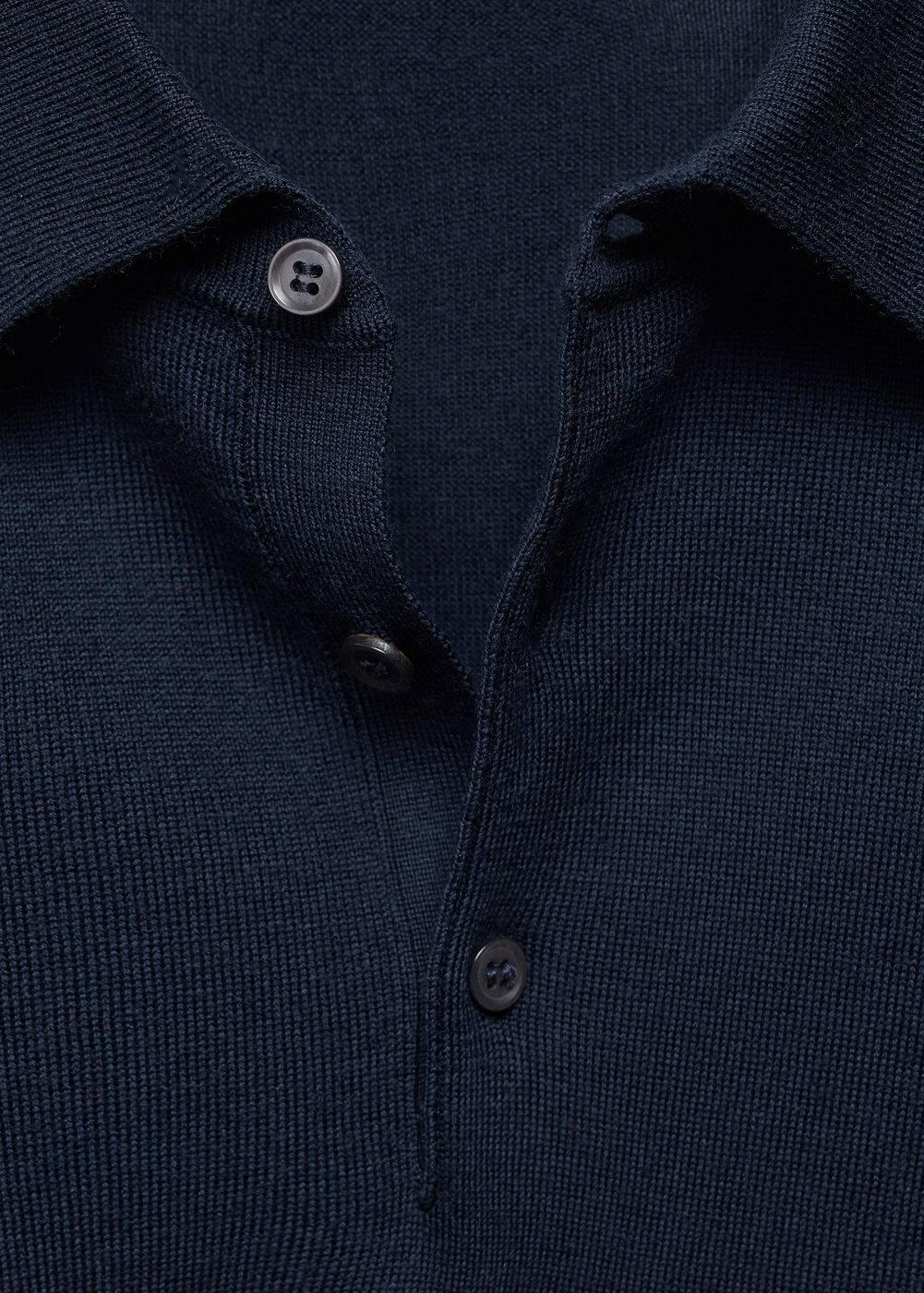Mango Mens 100% Merino Wool Long- Sleeved Polo Shirt Product Image