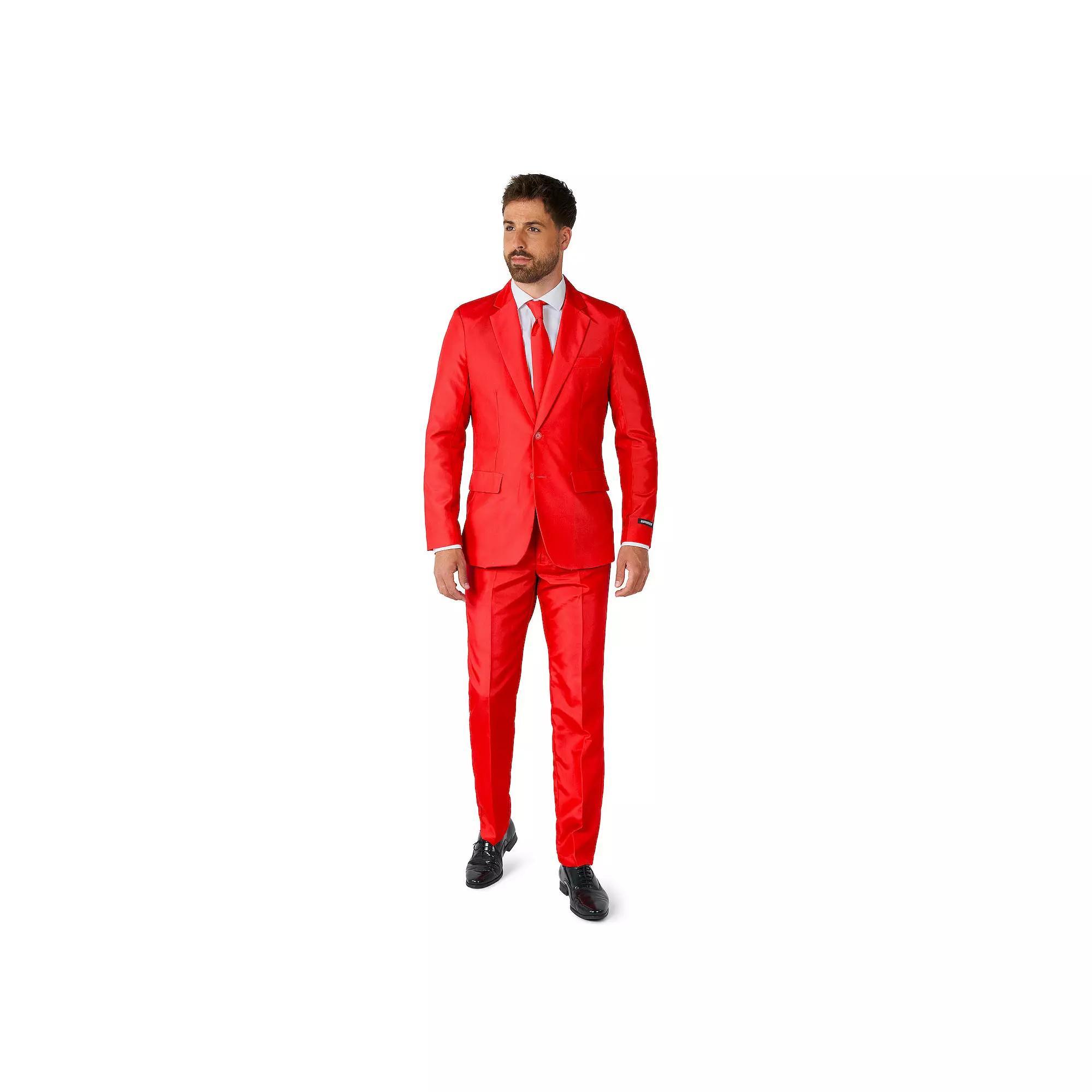 Men's Suitmeister Slim-Fit Solid Suit & Tie Set, Size: XL, Red Product Image