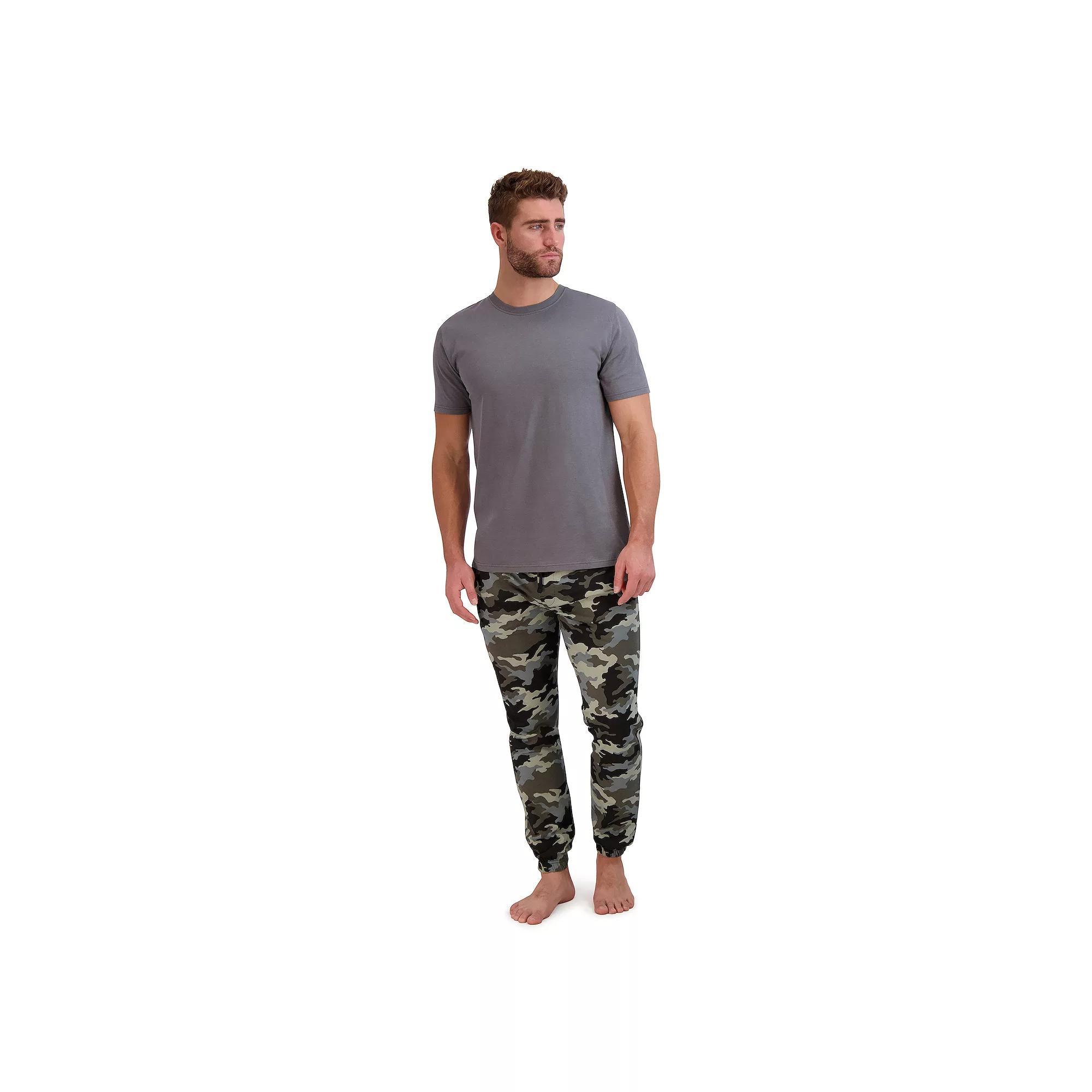 Big & Tall Hanes® Cotton Modal French Terry Pajama Set, Men's, Size: XXL, Oatmeal Grey Forest Product Image