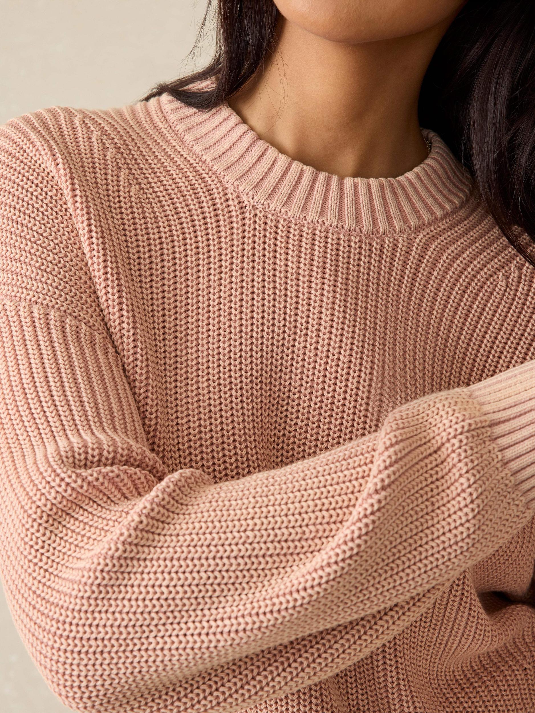 Sunwashed Cotton Fisherman Sweater - Mahogany Rose Female Product Image