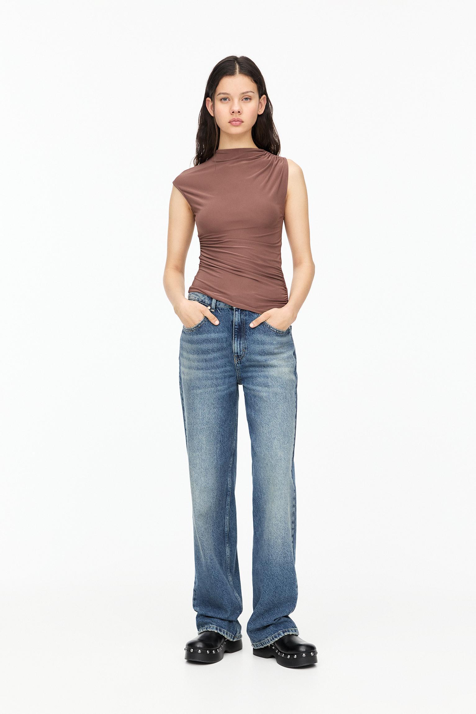 Asymmetric gathered T-shirt Product Image