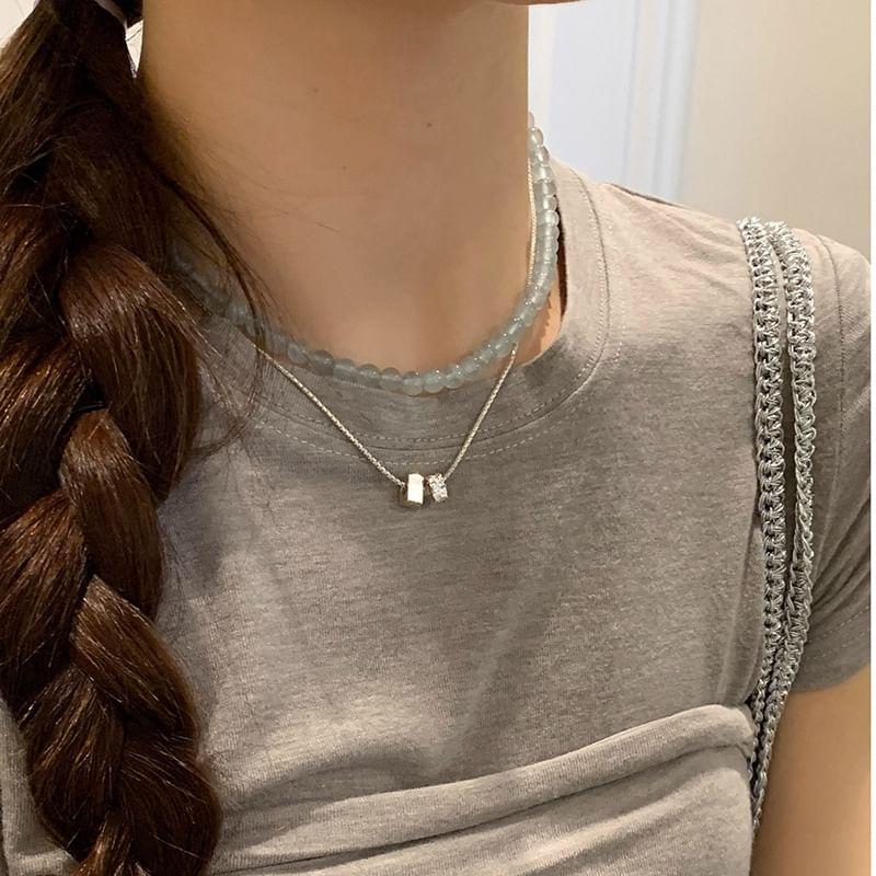Rhinestone Pendant Alloy Necklace Product Image