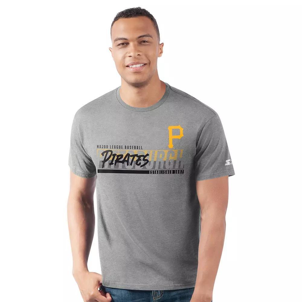 Men's Starter  Heather Gray Pittsburgh Pirates Prime Time Team T-Shirt, Size: XL, Grey Product Image