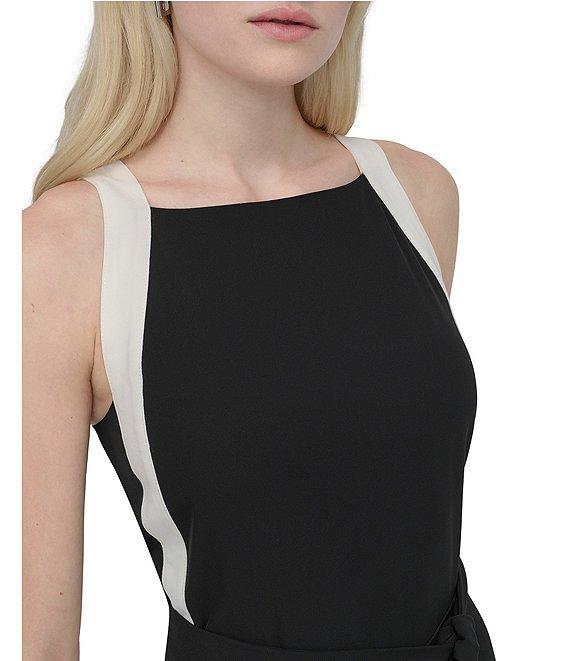 DKNY by Donna Karan Square Neck Color Block Twill Jumpsuit Product Image