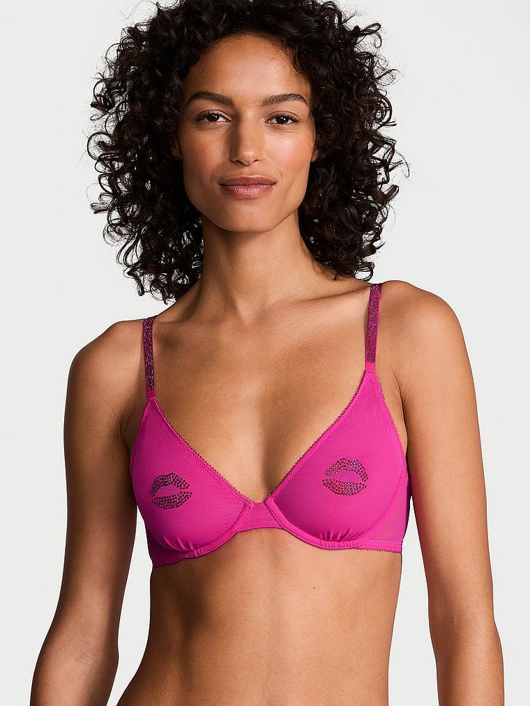 Sheer Shine Motif Unlined Low-Cut Demi Bra Product Image